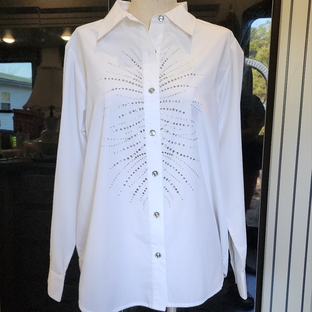QUACKER FACTORY White Embellished Button-Up Shirt